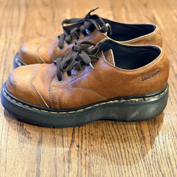 Dr. Martens 8651 Chunky Oxford Shoes Brown Leather Made in England Size 7 - Picture 3 of 13
